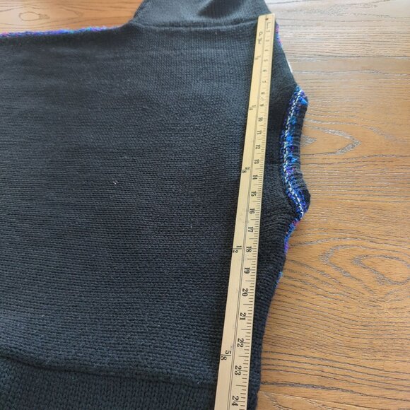 Vintage 80s Concrete Black Blue Sweater L / XL Geometric Abstract Knit Acrylic - Picture 11 of 14